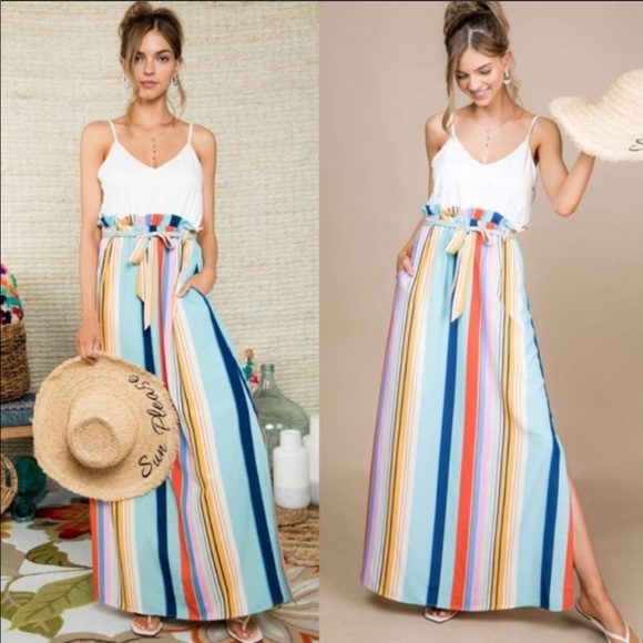 Rainbow multi-stripe maxi dress - Picture 1 of 2